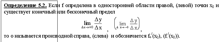 :  5.2.  f     , ()  0      
    ,     ,
    , ()    f+/(x0), (f-/(x0)).
