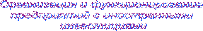 Организация и функционирование
предприятий с иностранными
инвестициями